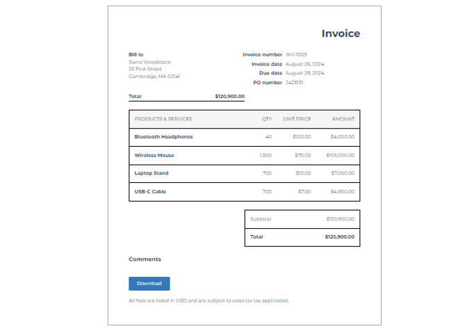 HubSpot Invoice